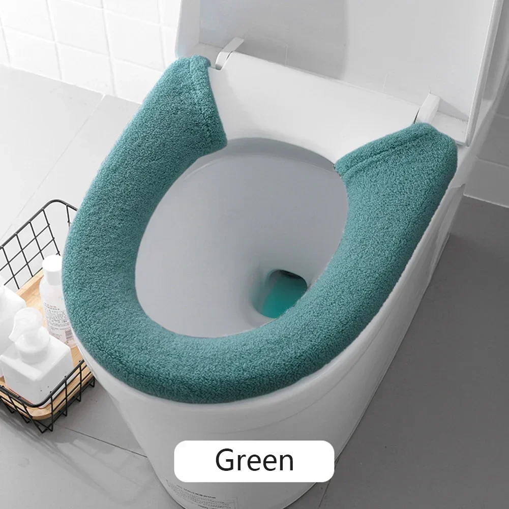 Thickened Toilet Washable Soft Warmer Mat Cover Pad Cushion Cover Bathroom Winter Warm Bathroom Toilet Pad Cushion