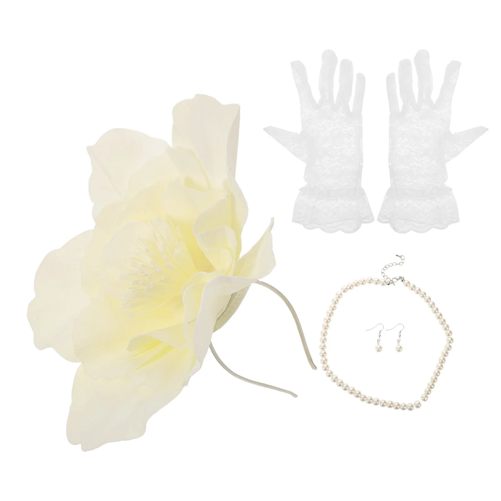 

1Set Bride Flower Headband Fascinator Hat Wedding Party Prom Headdress Bridal Shower Accessories Fashionable Headwear