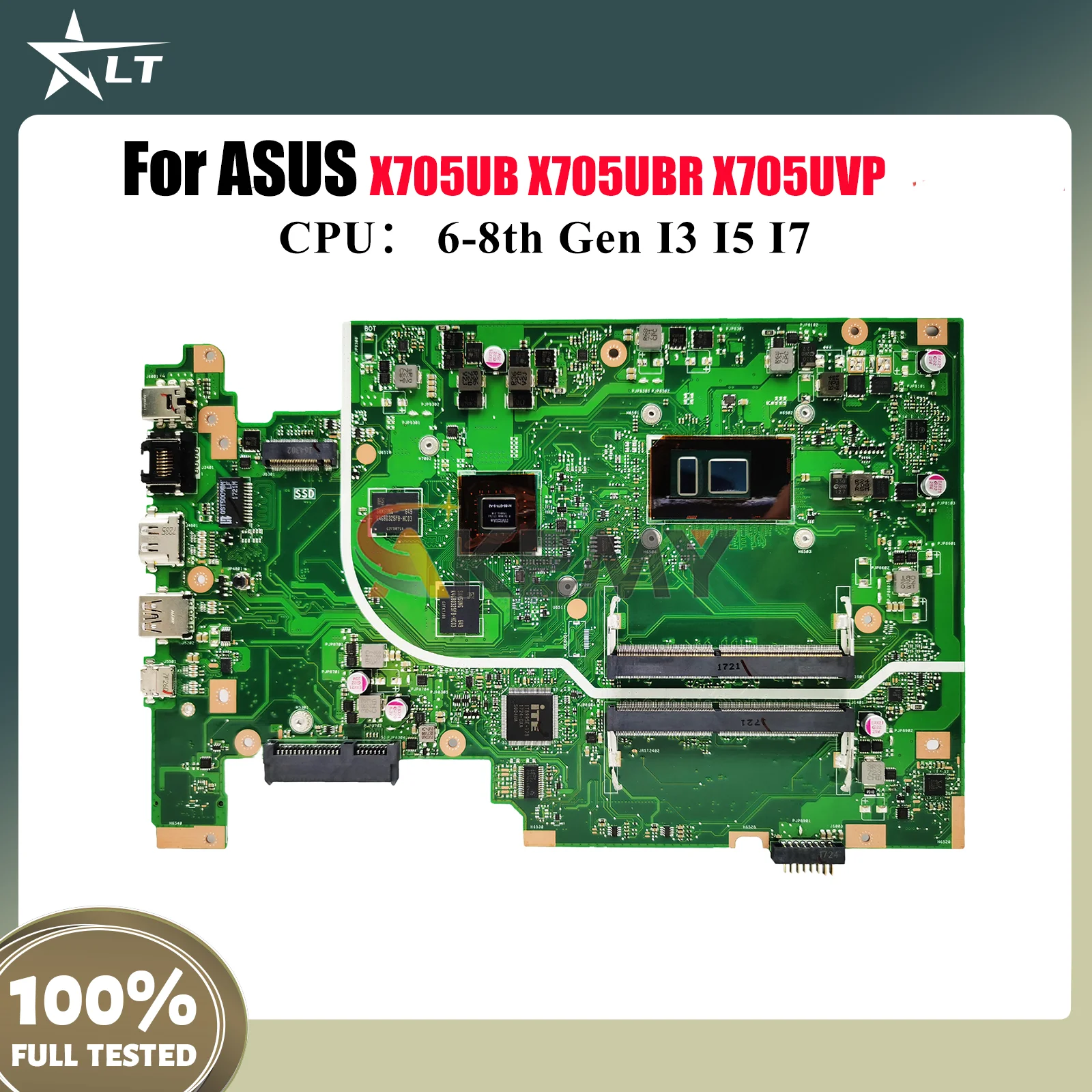 

X705UB Laptop Motherboard For ASUS VivoBook X705UVP X705U F705U X705UBP X705UV X705UBR X705UNR X705UF Mainboard W/ I3 I5 I7 CPU