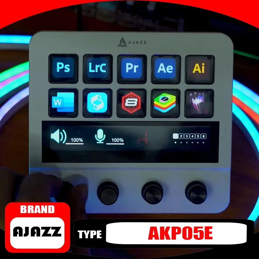 

Ajazz AKP05E Mechanical Macro Keyboard Multi-Function Desktop Assistant for Office , Easy-to-Use Multimedia Controls Durable