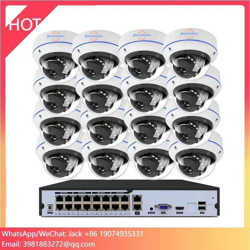 

Jianvision POE NVR IP System 5MP 16CH Vandalproof Network Camera with Wide Angle CMOS Sensor Built-in Mic for Indoor Outdoor Use