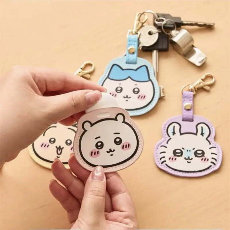 Kawaii Miniso Chiikawa Usagi Cartoon Print Access Control Sensing Ic Magnetic Card Protective Cover Key Ring Pendant Card Sleeve