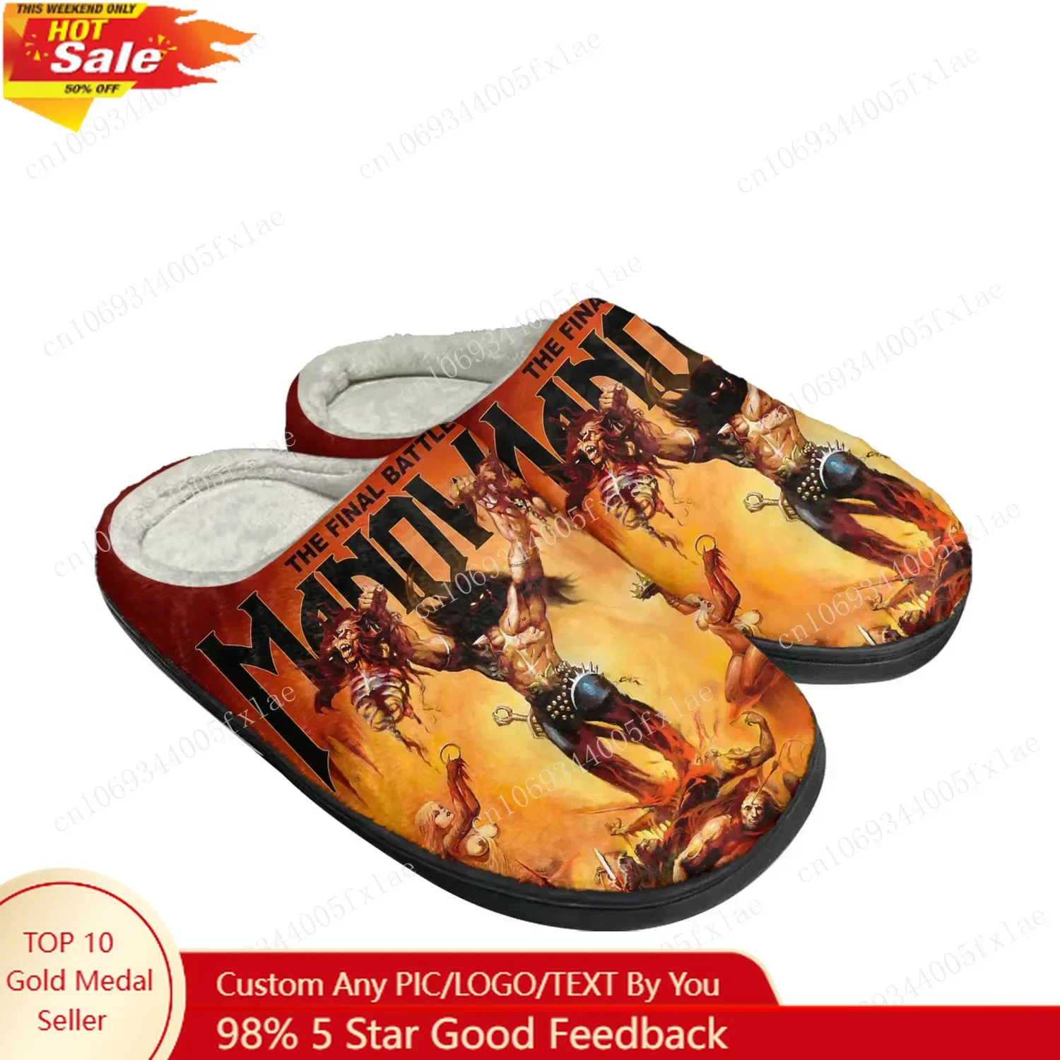 

Manowar Band Home Cotton Slippers Mens Womens Plush Bedroom Casual Keep Warm Shoes Thermal Indoor Slipper Customized Couple Shoe