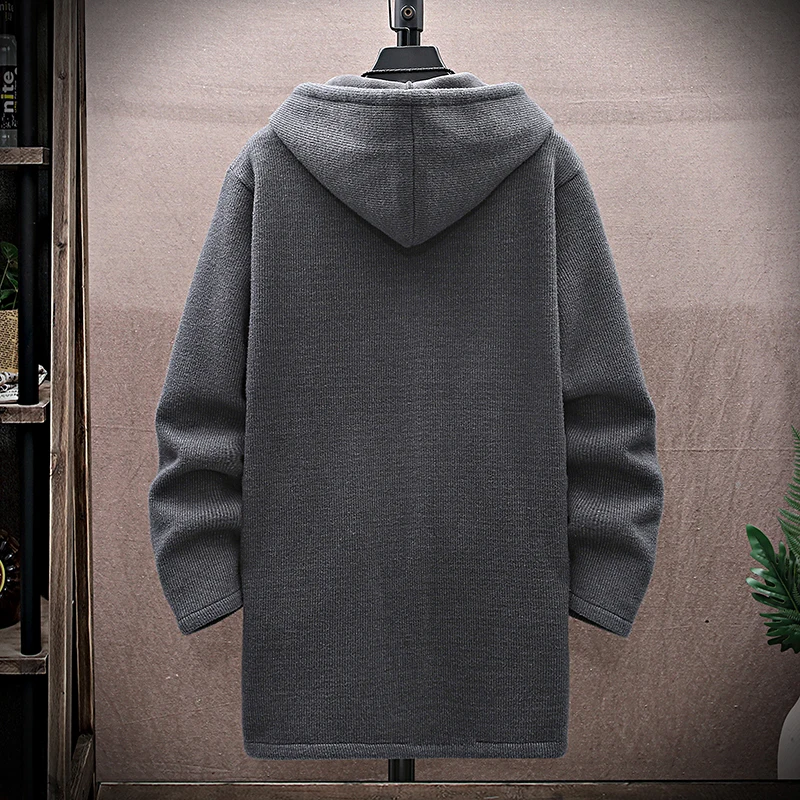 

Men's Mid-Length Fce-Lined Hooded Sweater Jaet Autumn Winter Faionable Warm Outerwear Polyester Loose Fit Zipper Decor