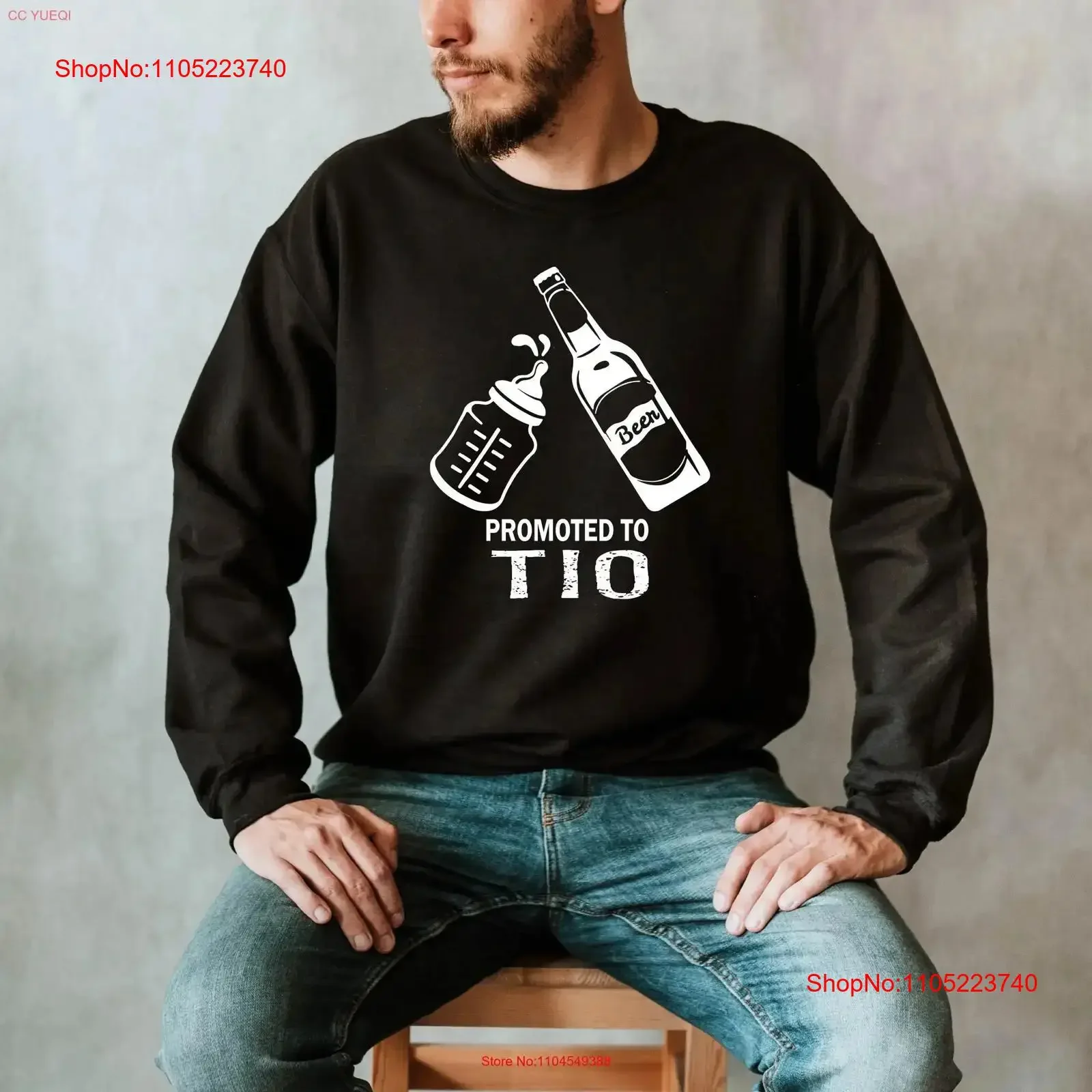 

Promoted to Tİo T SweaT Shirt Tio Fathers Day for Sweater vintage Washed Versatile Stylish homme Unisex Comfortable Breathable