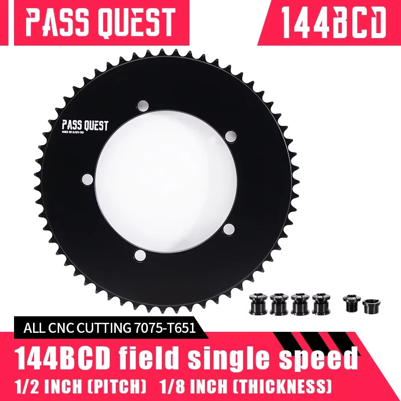 PASS QUEST 144BCD Chainring Fixed Gear Fixie Road Bike 46-66T Round Mountain Venue single speed gear disc Bicycle Accessories