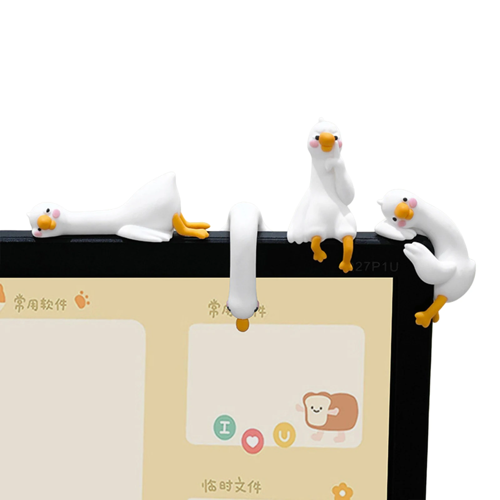 4PCS Cute Goose Figurines Mini Animal Ornaments Goose Statues for Office Monitor & Dashboard Decor