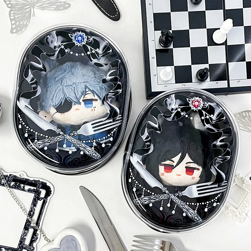 Gem Knife Fork 15cm Plushie Display Itabag, Gothic Soft PVC Dustproof Pouch with Window, for Anime BL Kpop Merch Shooting Decor