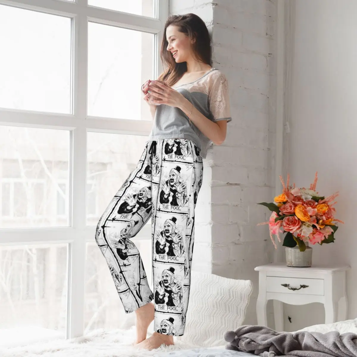 Custom T-Terrifiers Horror Movie Pajama Pants for Women Lounge Sleep Stretch Sleepwear Bottoms with Pockets