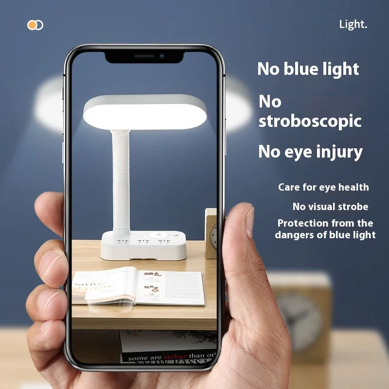 German Design Eye-Caring Desk Lamp - Adjustable Study Light with Plug-In Dormitory Bedside Lamp for Students