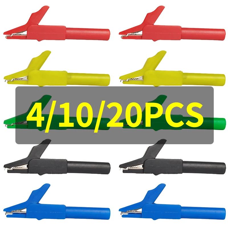Fully Insulated Brass Test Clips 5mm Mini Jaw  4mm Safety Banana Jack, High Voltage Proof 3000V, 4/10pcs  for Electrical Testing
