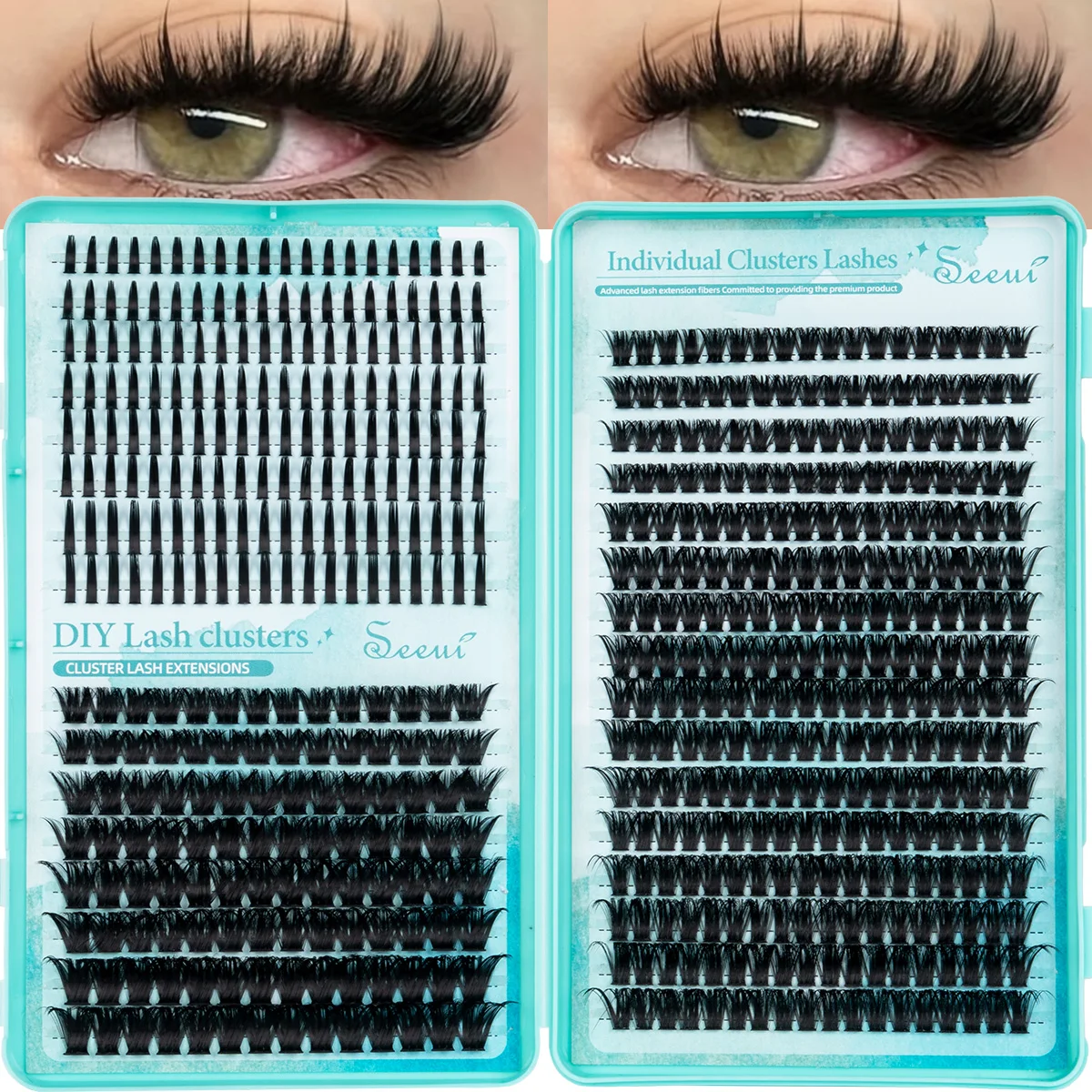 DIY Wimpernbüschel, dicke einzelne Wimpernverlängerungen, flauschige Wimpernstile, Mix, Halloween-Make-up, weiches, dünnes Band, wiederverwendbar – Detail 7