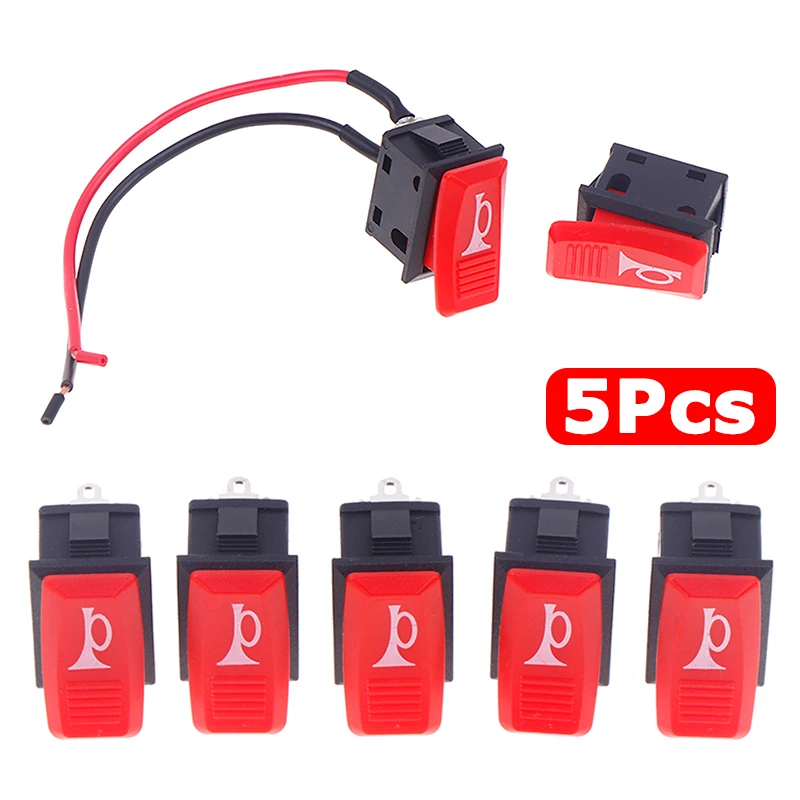 5PCS Universal Horn Switch Car Button E-bike Motorcycle Horn Momentary Push Rocker Switch 2 Pin Self-reset Cycling Accessories