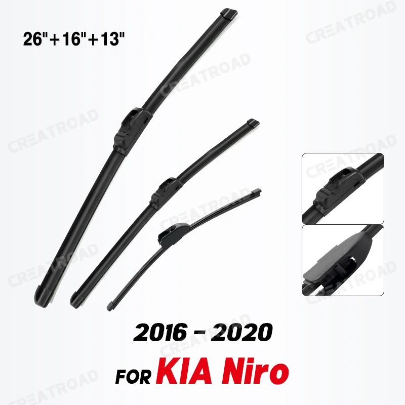 Wiper Front & Rear Wiper Blades Set For KIA Niro 2016 - 2020 Windshield Windscreen Window Car Rain Brushes 26