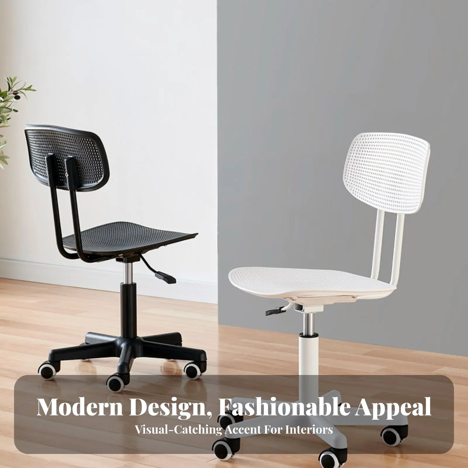 アームレス回転デスクチェア-お手入れ簡単-アームレスローリングチェア-穴あき背面付き-通気性・耐水性-ホームワーカー向け