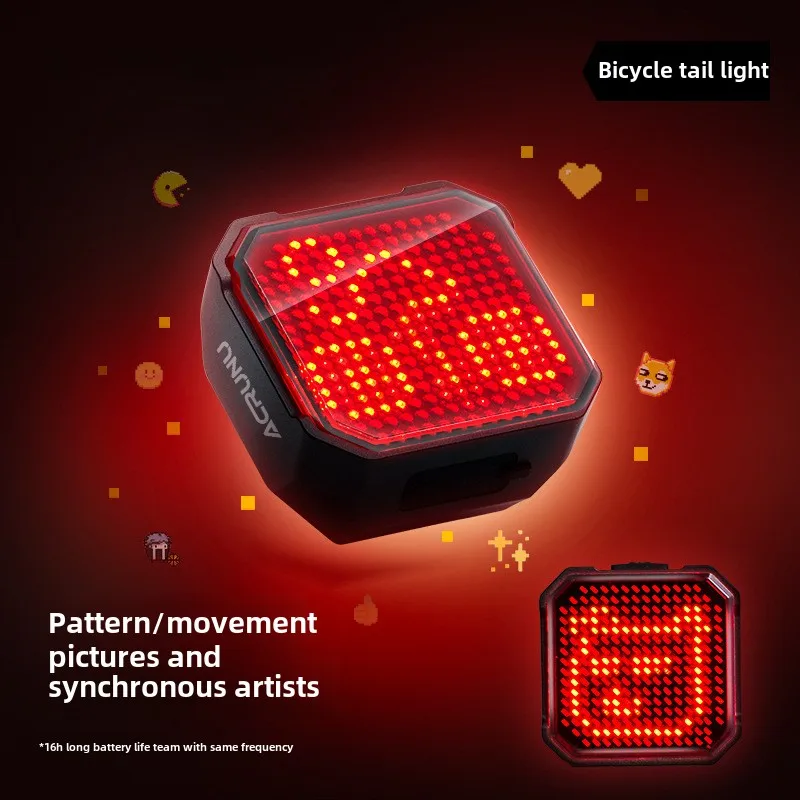 

Bicycle DIY Pattern Tail Light Road Bike Smart Brake Warning Lights Cycling Night Riding Same Frequency Tail Lights