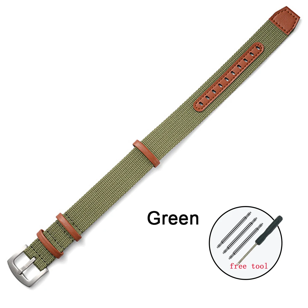 Nylon Leather Strap 20mm 22mm Watchband Genuine Leather Weave Replacement Bracelet for Hamilton Khaki Field Wristband Sport Band