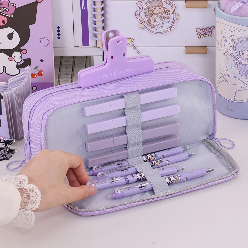 جديد منظم قرطاسية أقلام الحقيبة متعدد الطبقات سعة كبيرة مستحضرات التجميل حقيبة سفر مقلمة لمكتب المدرسة