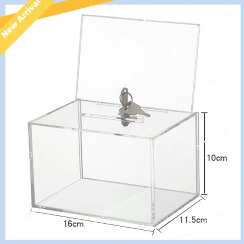M01K Transparent Donation Box With Lock Money Collection Box Ballot Box Suggestion Box