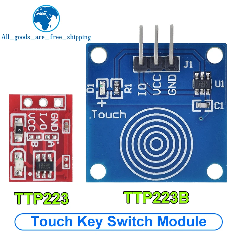 TZT 5/10pcs TTP223 Touch Key Switch Module Touching Button Self-Locking/No-Locking Capacitive Switches Single Channel 