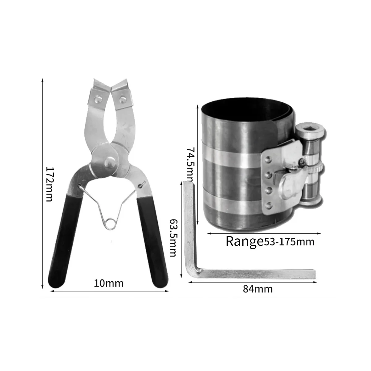 1 Set Engine Piston Ring Caliper Compressor Ratchet Pliers 53mm -175mm Tool Installer Expander Remover