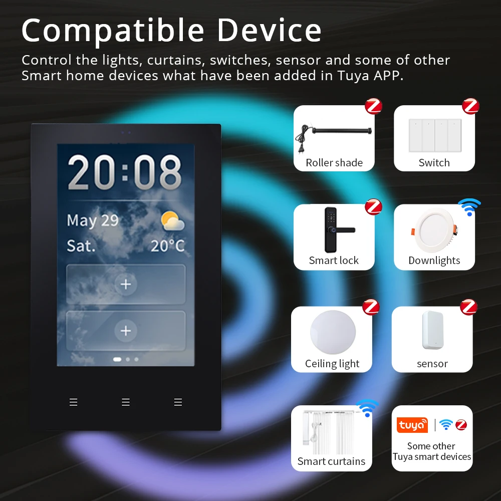 Imagem -02 - Benexmart-tuya Smart Painel de Controle Central Lcd de Polegadas Montagem em Parede Multifuncional Integrado sem Fio Hub Zigbee