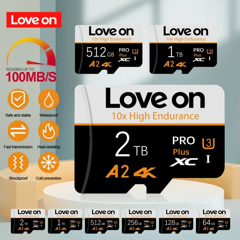 Love On Micro TF SD Card 2TB 1TB 512GB High Speed Memory Card 256GB 128GB Class TF Card For Drone Equipment Audio PC