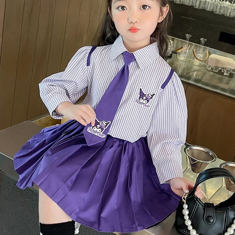 Sanurgente Kuromi-Ensembles de robes de princesse pour filles, jupes d'automne pour enfants, tenues décontractées d'Halloween, cadeaux d'anniversaire Kawaii