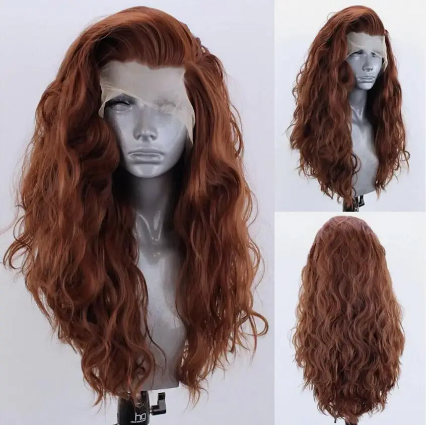 

Synthetic Hair Heat Resistant Soft Brown Layered T Lace Frontal Wig Long Wavy