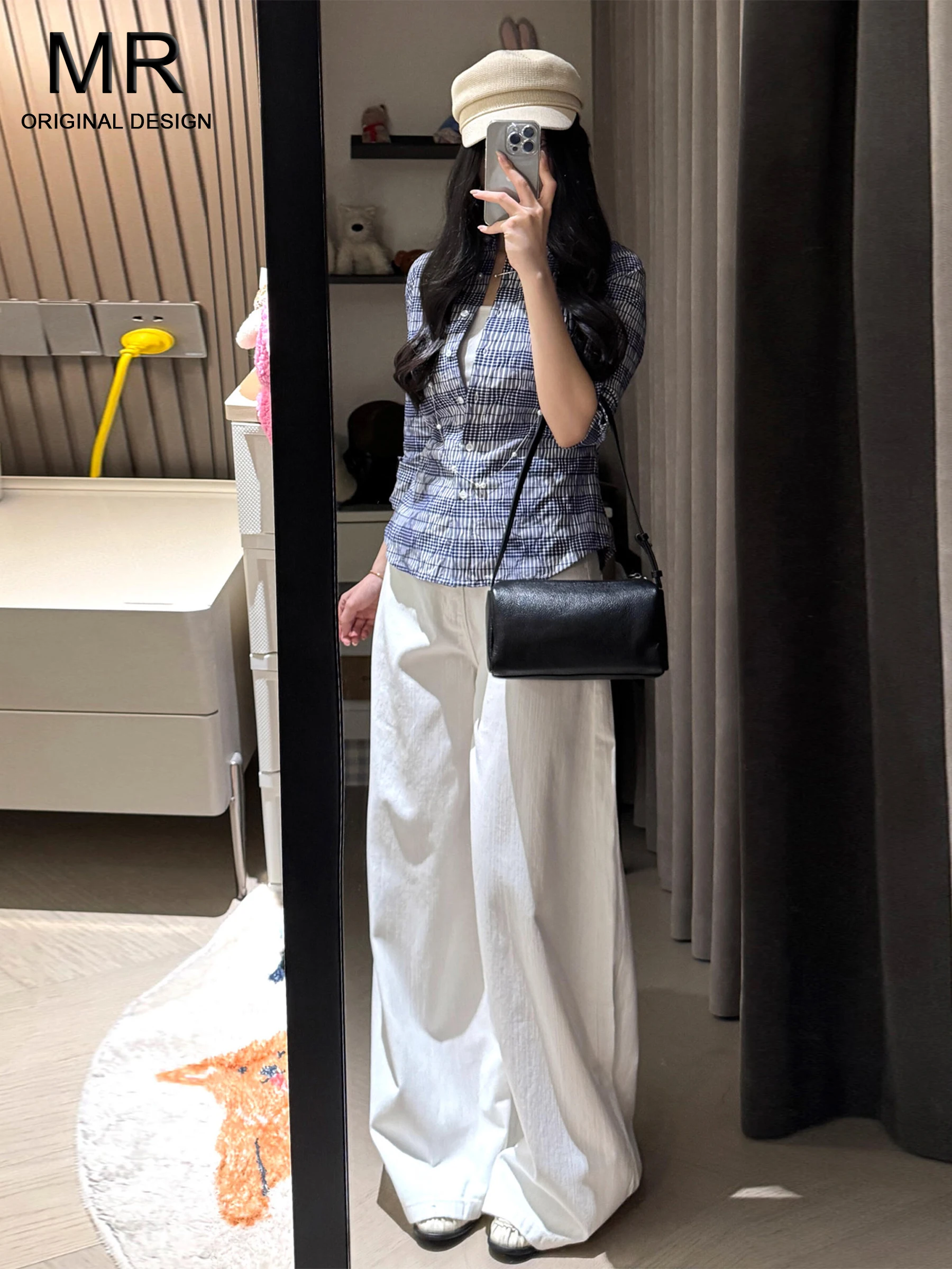 

Белые джинсы White Bamboo Node American Wide Leg Denim для женщин, новинка лета 2026, свободные, стройнящие, прямые, в пол, с эффектом утяжки