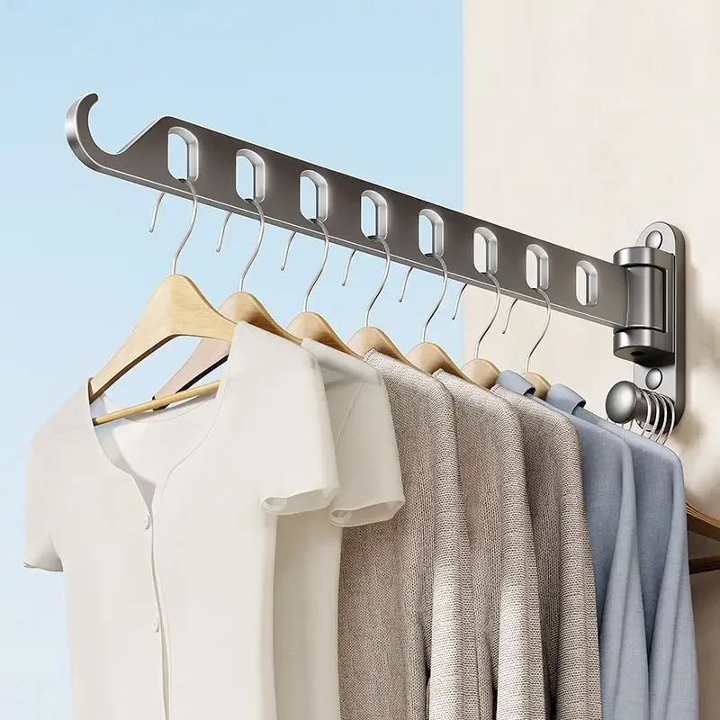 Balcony Invisible Clothes Drying Rack Rotatable Clothes Drying Tool Metal Clothes Hanging Indoor Bedroom Sturdy Storage Hangers