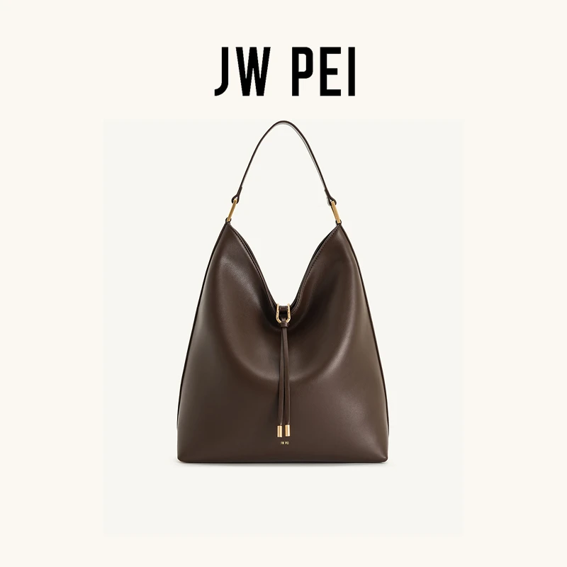 

JW PEI Leather Women's Large Capacity Commuter Handbag Stylish Crossbody Armpit Bucket Bag for Work, Niche Water Bucket Tote Bag