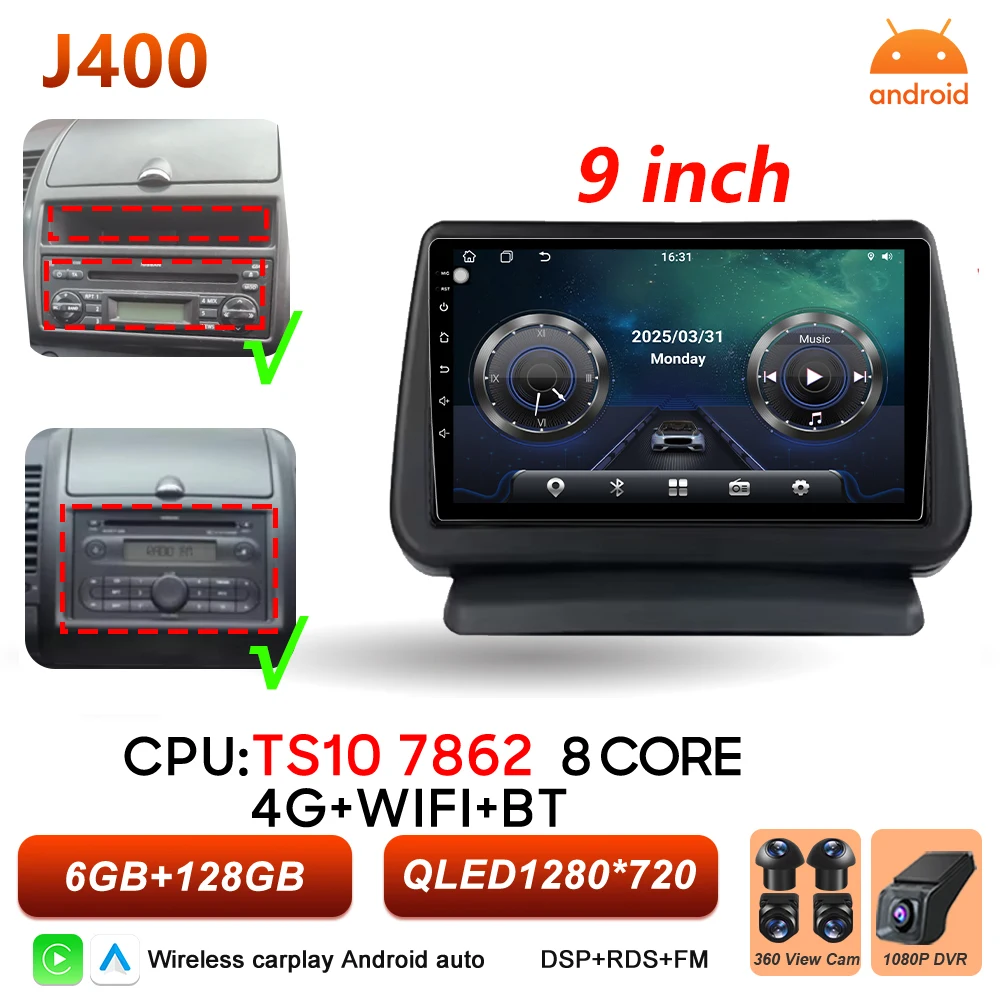Android 16 Auto autoradio voor Nissan Note 2004 2005 2006 2007 2008 - 2012 Carplay multimediaspeler GPS navigatie DSP BT stereo