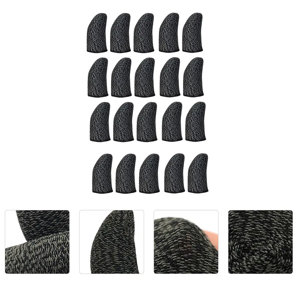 

20 Pcs Fingers Non-slip Cots Sleeves Mobile Game Accessories Controller Gaming Black Copper Fiber