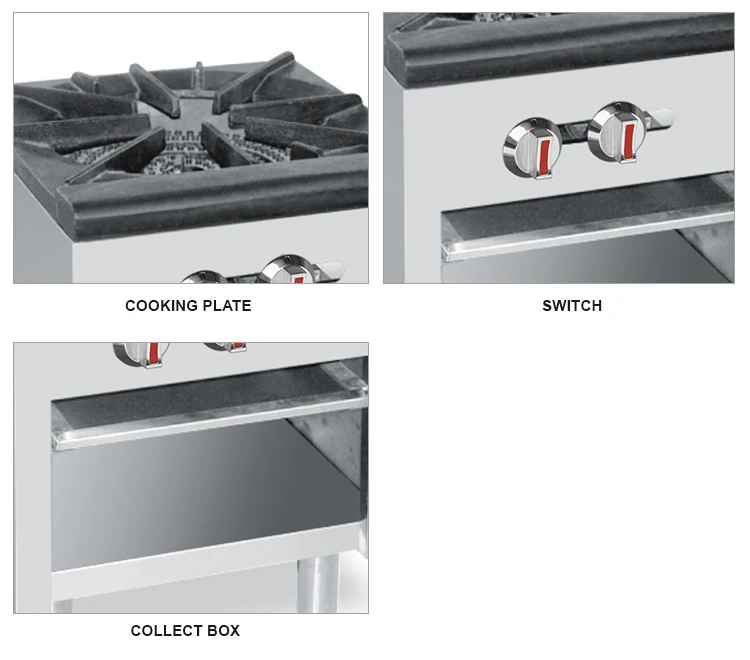 Cuisinière à gaz professionnelle, grand Eva, équipement de cuisine d'hôtel, commercial, 1