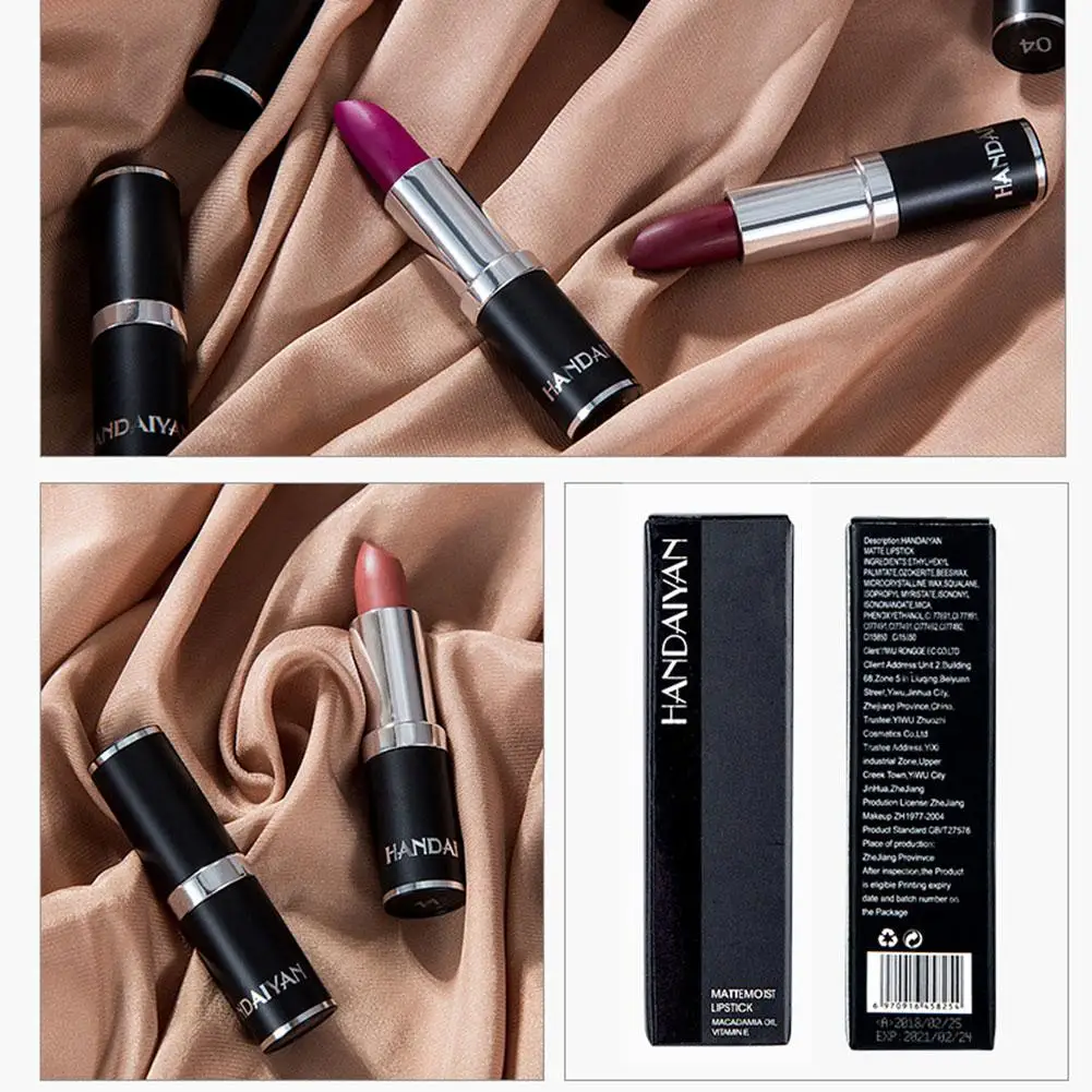 Handaiyan Matte Lipstick Waterproof Moisturize Velvet Makeup Sexy Fashion Women's Hot Selling Lipstick Popular Color Gloss C5u6