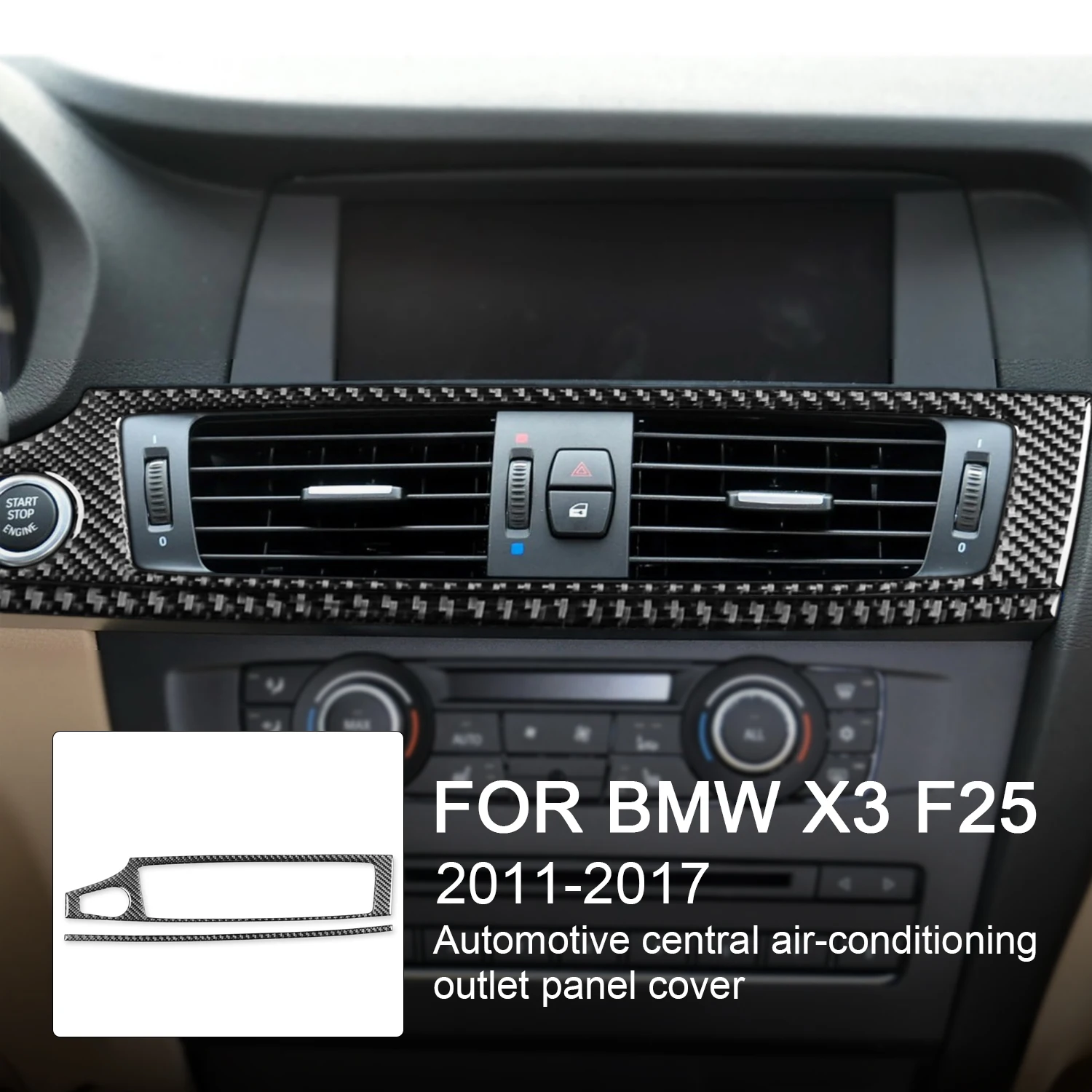 

For BMW X3 F25 2011-2017 X4 F26 2014-2017 Auto Carbon Fiber Interior Center Instrument Air Conditioner Outlet Panel Cover Trim