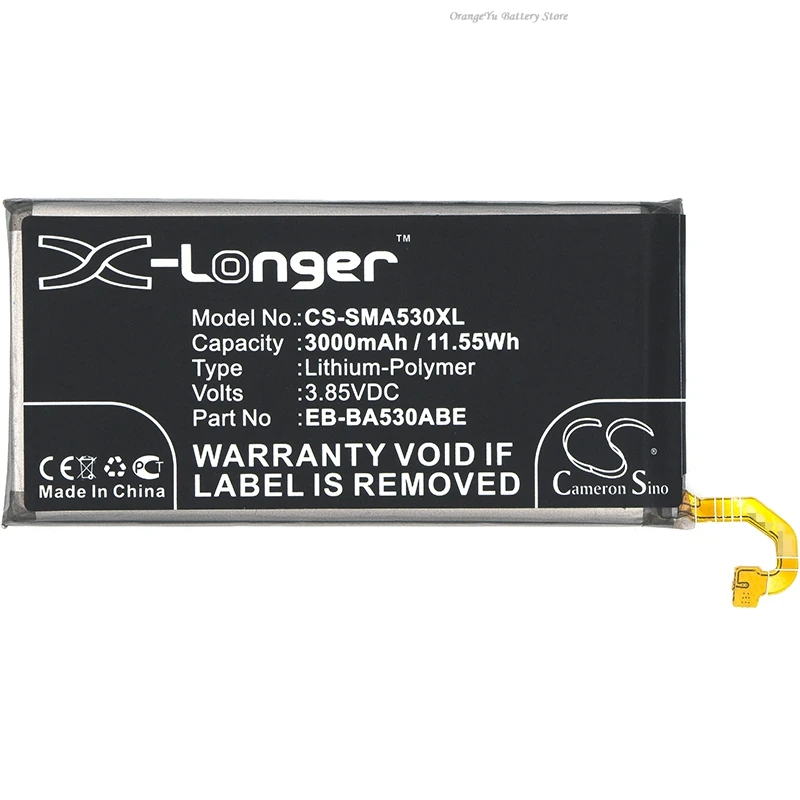 Replacement 3.85V 3000mAh Mobile SmartPhone Battery EB-BA530ABE for Samsung Galaxy A8 2018 SM-A530 A530F A530N A530W A530F/DS