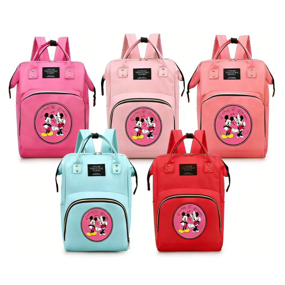 Mochila Disney Mickey Minnie Mouse, elegante mochila escolar impermeable de gran capacidad para estudiantes, bolsa de viaje con bonito patrón de dibujos animados, regalo para niños