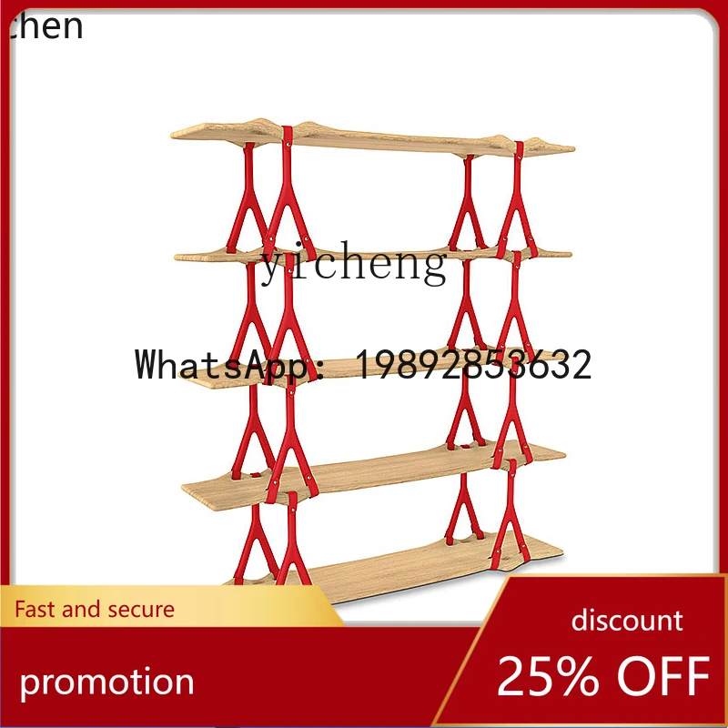 HT Creative Vertical Solid Wood Bookshelf Living Modern Simple High-end Fashion Multi-layer Shelf