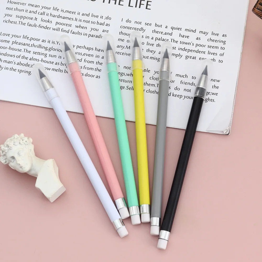 Reusable Unlimited Writing Pencil Solid Color Wear Resistant Eternal Pencil Stationery Kawaii Inkless Pencil Painting Art