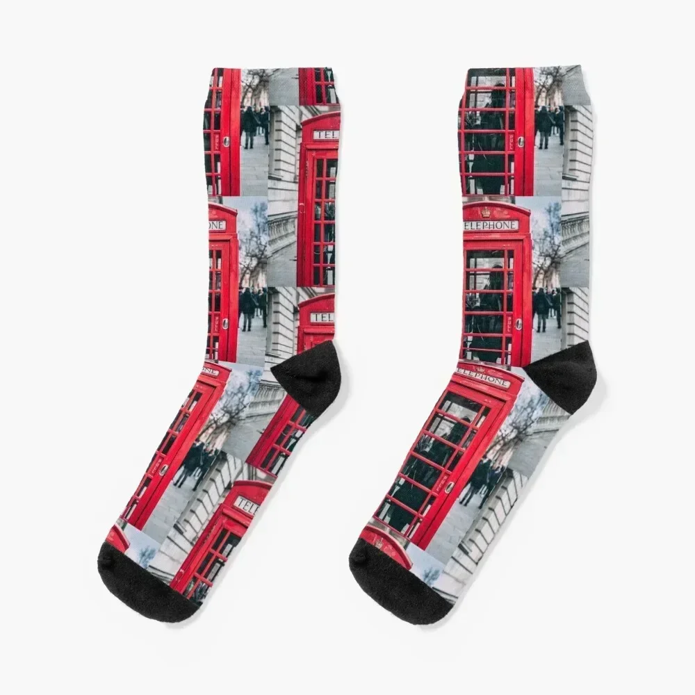 London Red Telephone Box Telephone Booth Socks Wholesale Children's Men Socks Women's