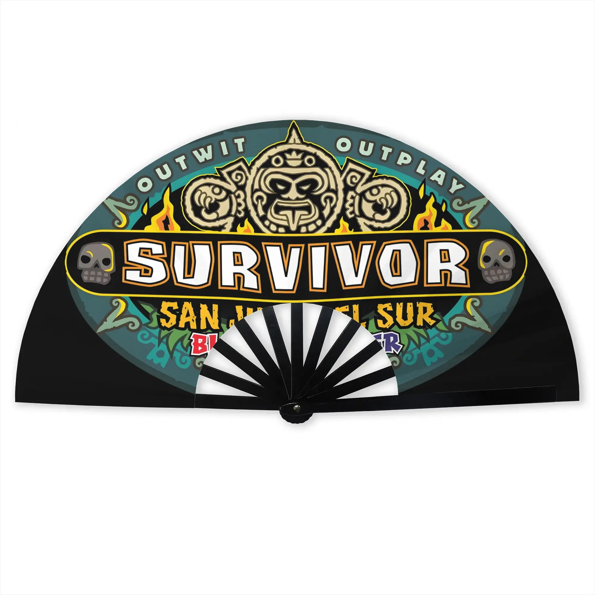 S-Survivors San Juan del Sur Folding Hand Fan Competitive TV Polyester Fabric Fan Cool Summer Accessory Decorative Fans