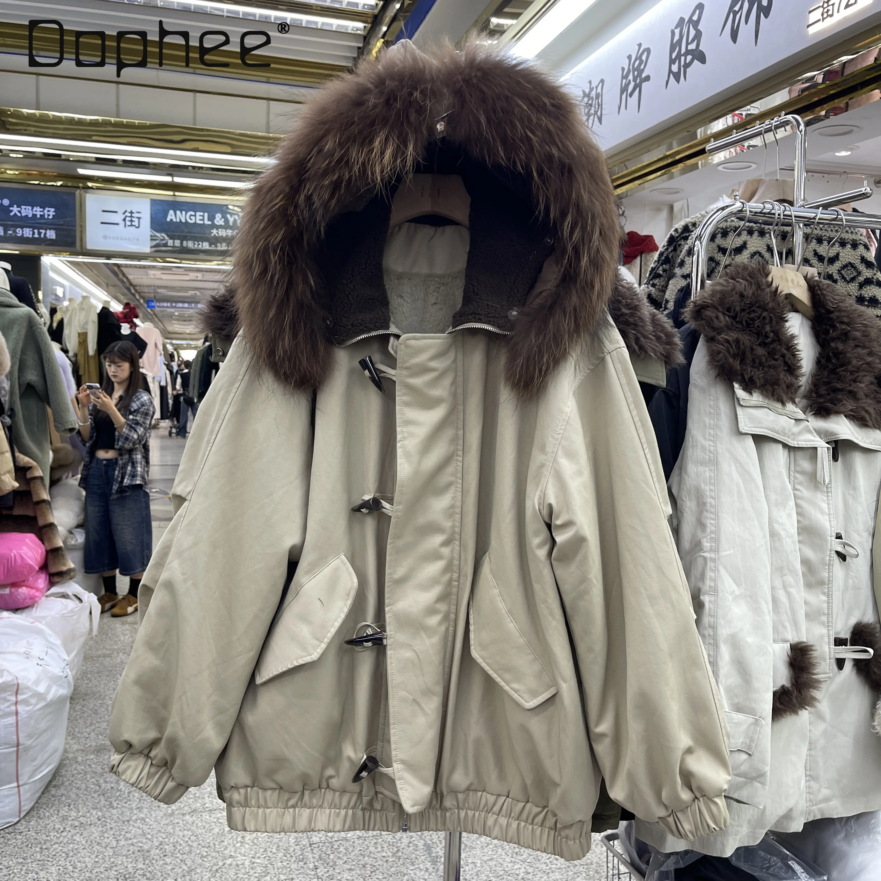 

Женская парка с воротником из искусственного меха, зима 2025, новинка, короткая женская теплая хлопковая куртка с капюшоном на флисовой подкладке, зимнее пальто для женщин