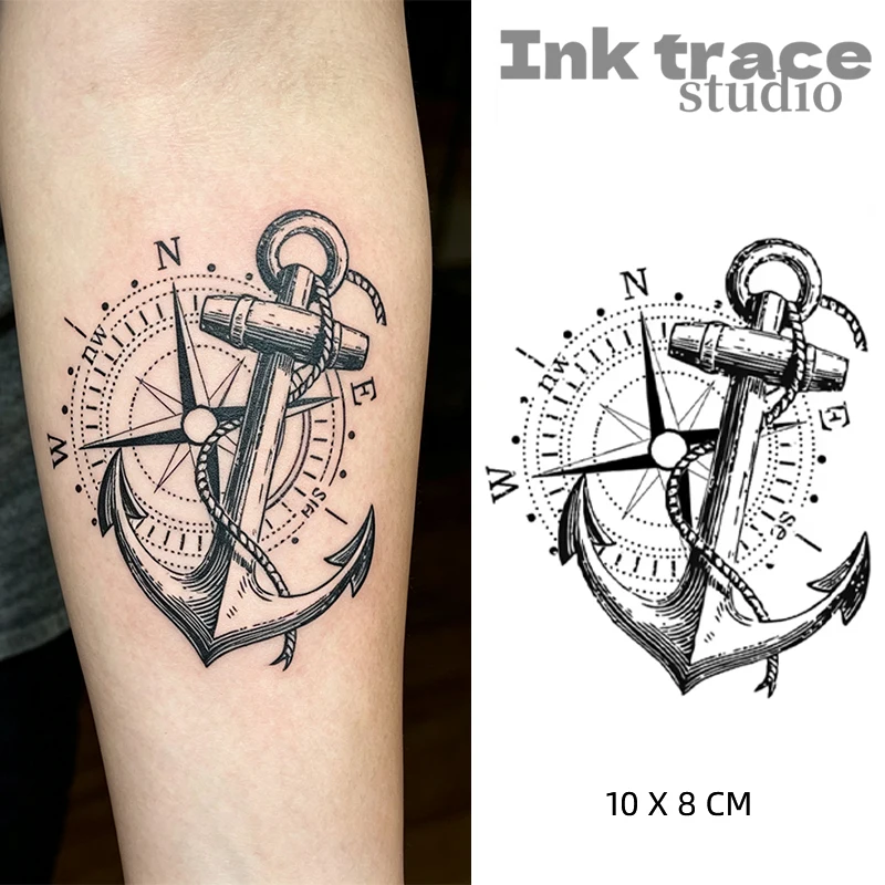1/2PC Anchor Temporary Tattoo Magic Waterproof Semi-Permanent Sticker Lasts up to 15 Days New Technology