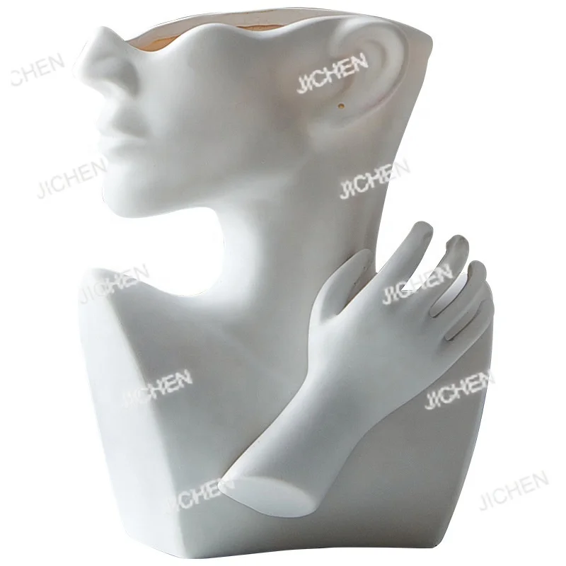 

Neu Decorative Resin Art Face Vase Abstract Lady Bust Sculpture Vase Tabletop Decoration Luxury Home Decoration