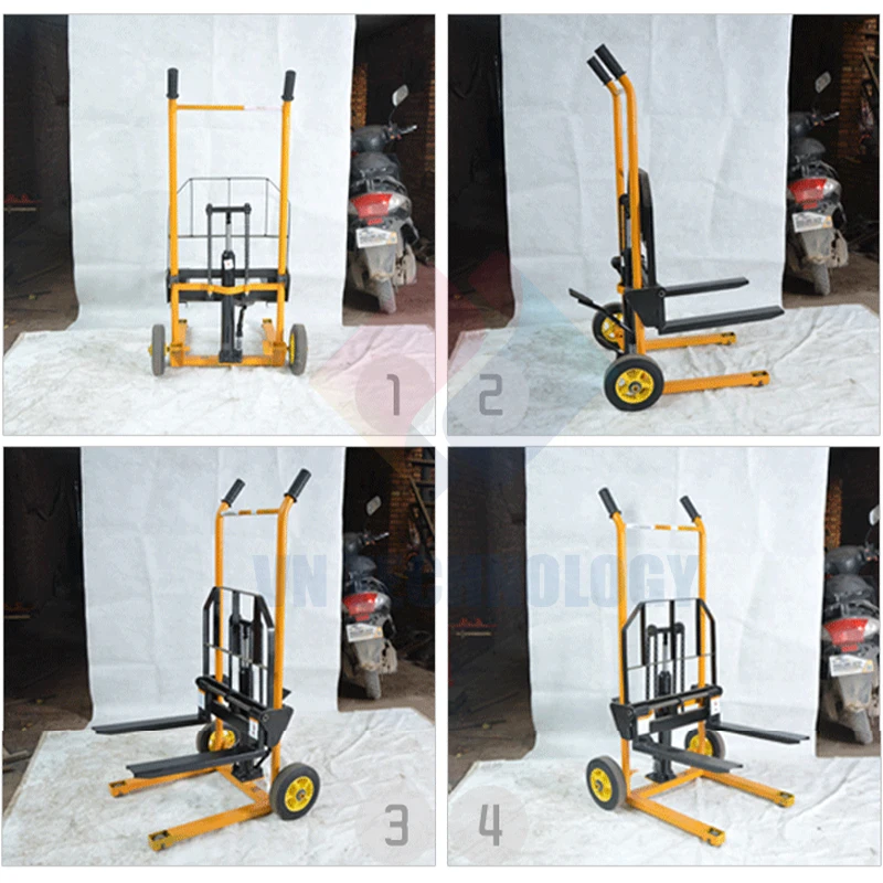 Manual Hand Pallet Stacker Small Forklift Mini Home Loading and Unloading Truck with Straddle Legs 200KG Load, 61\