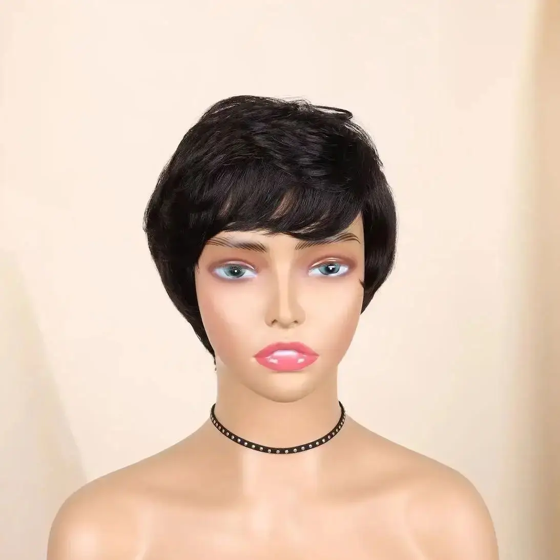 짧은 픽시컷 인모 가발 짧은 픽시컷 가발 기계 제작 헤어 가발