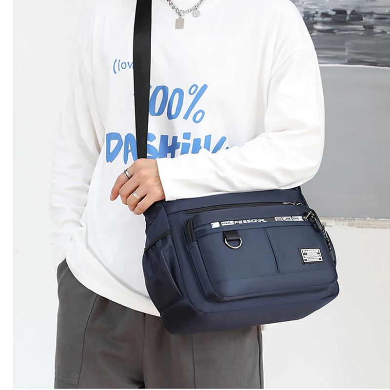 Bolsa mensageiro masculina oxford bolsa de ombro impermeável moda negócios multi bolso bolsa masculina casual crossbody sacos