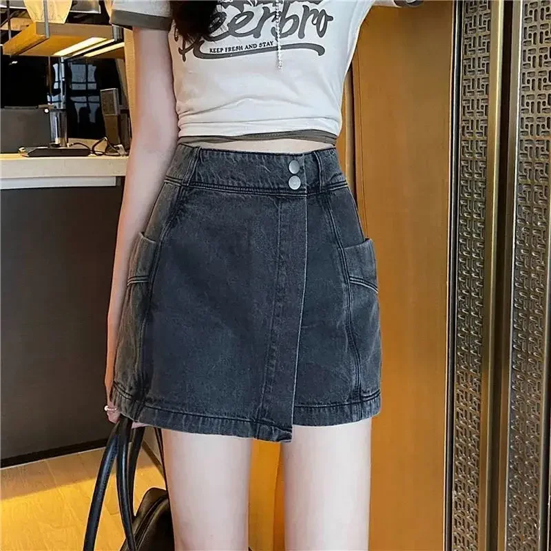 Gyaru Sexy Coquette Jeans Skirts For Women High Waist Cargo Woman Denim Skirt Tight Chorts Pants Wrap Offer Premium A Line